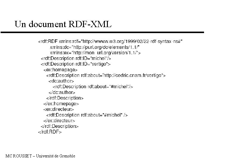 Un document RDF-XML MC ROUSSET – Université de Grenoble 