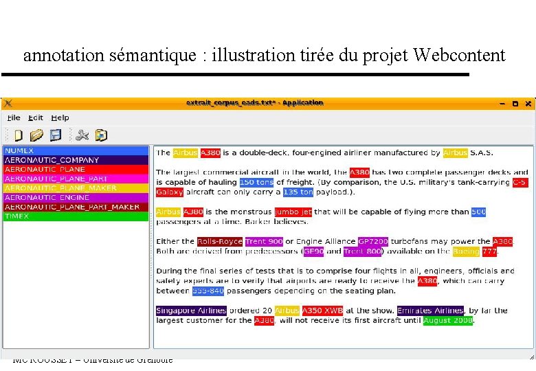 annotation sémantique : illustration tirée du projet Webcontent MC ROUSSET – Université de Grenoble