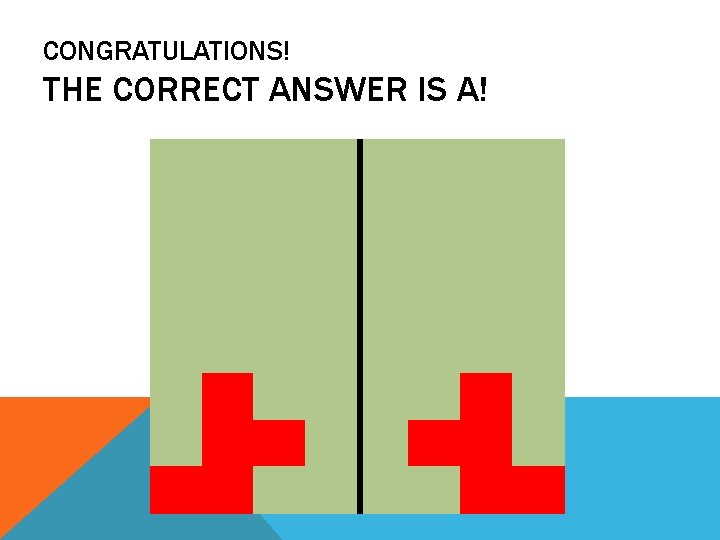 CONGRATULATIONS! THE CORRECT ANSWER IS A! 