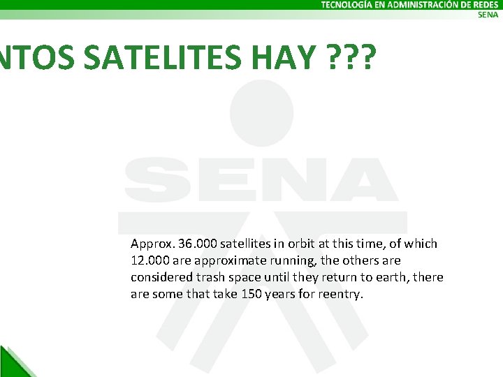 NTOS SATELITES HAY ? ? ? Approx. 36. 000 satellites in orbit at this