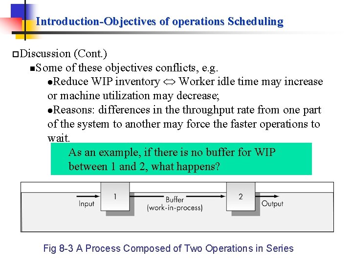 Introduction-Objectives of operations Scheduling p. Discussion (Cont. ) n. Some of these objectives conflicts,