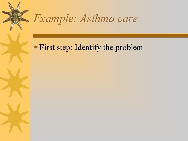 Example: Asthma care ¬First step: Identify the problem 