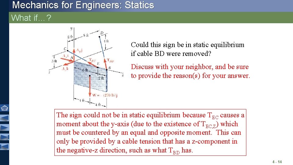 Mechanics for Engineers: Statics What if…? Could this sign be in static equilibrium if