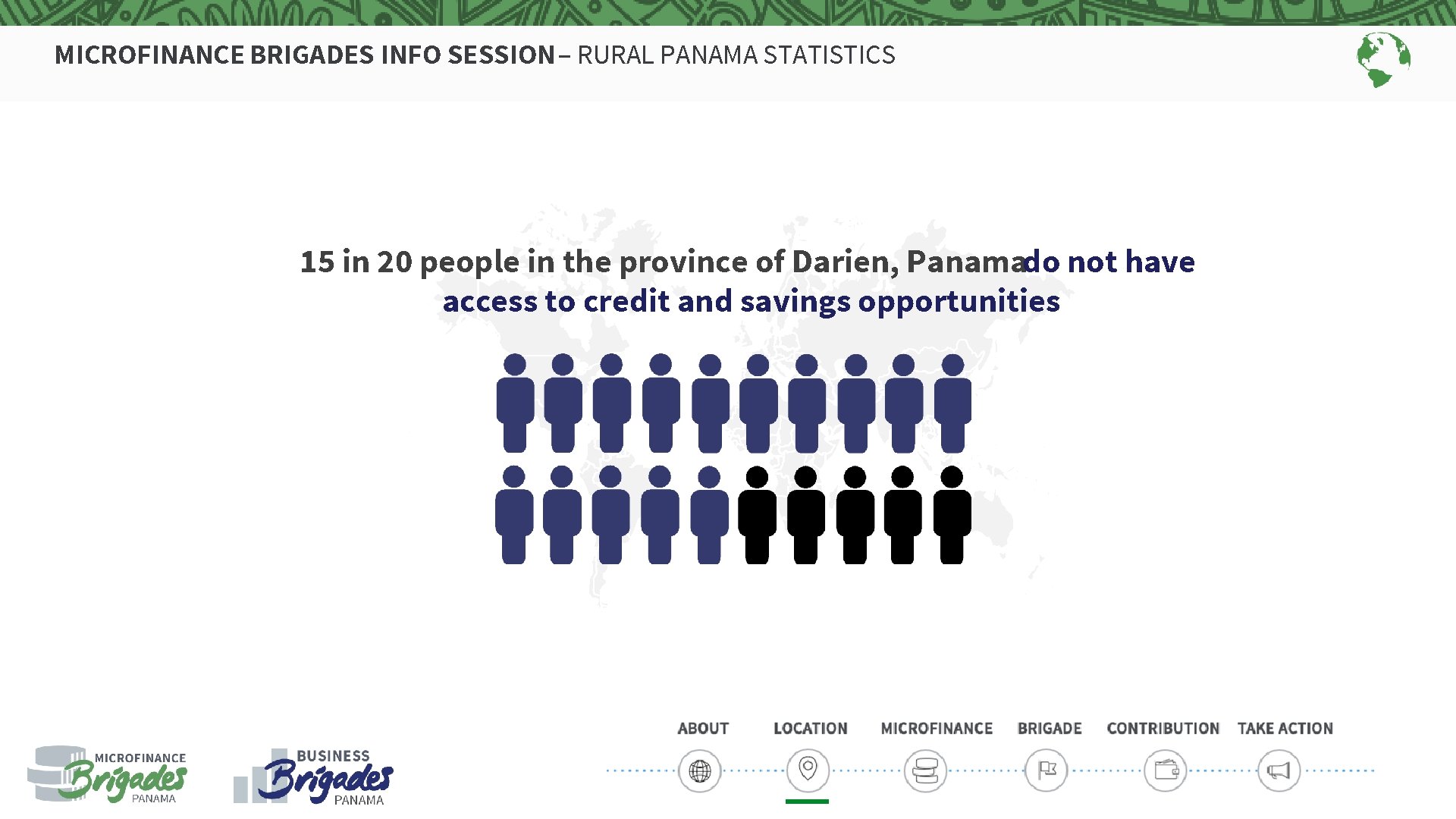 MICROFINANCE BRIGADES INFO SESSION – RURAL PANAMA STATISTICS 15 in 20 people in the