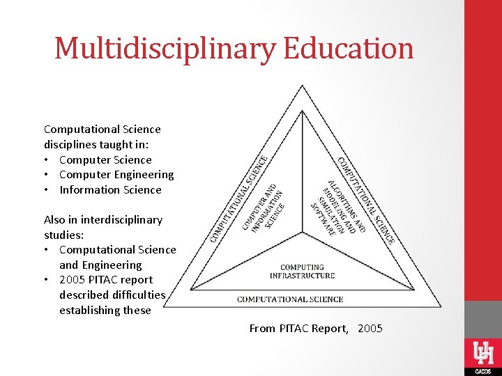 Multidisciplinary Education Computational Science disciplines taught in: • Computer Science • Computer Engineering •