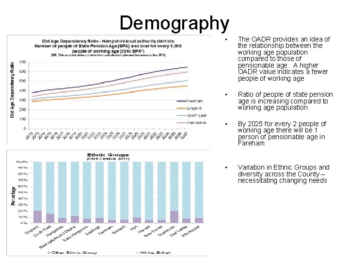 Demography • The OADR provides an idea of the relationship between the working age
