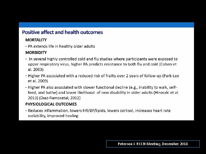 Peterson J. RCCN Meeting, December 2018 