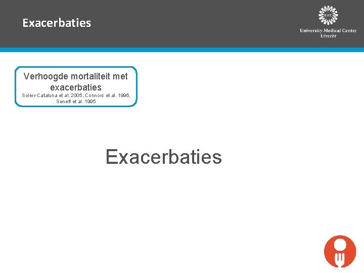 Exacerbaties Verhoogde mortaliteit met exacerbaties Solerr-Cataluna et al. 2005, Connors et al. 1996, Seneff