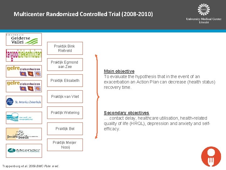 Multicenter Randomized Controlled Trial (2008 -2010) Praktijk Bink Rietveld Praktijk Egmond aan Zee Praktijk