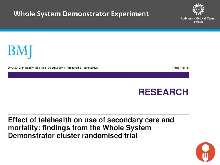 Whole System Demonstrator Experiment 