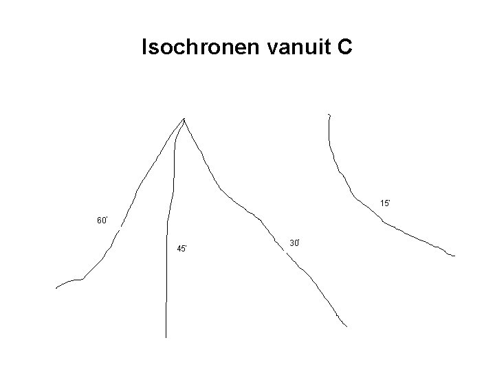 Isochronen vanuit C 15’ 60’ 45’ 30’ 
