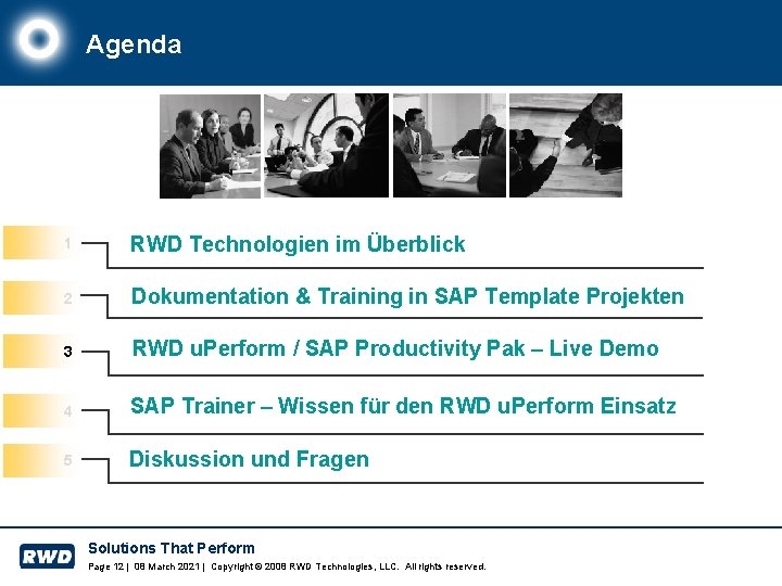 Agenda 1 RWD Technologien im Überblick 2 Dokumentation & Training in SAP Template Projekten