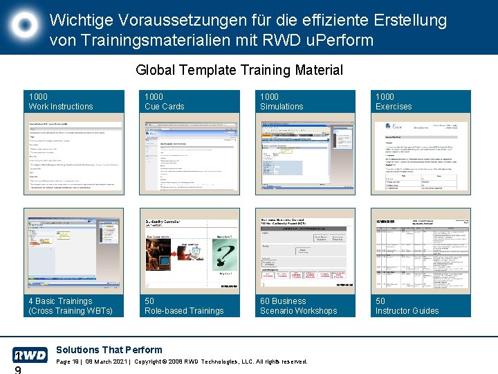 Wichtige Voraussetzungen für die effiziente Erstellung von Trainingsmaterialien mit RWD u. Perform Global Template