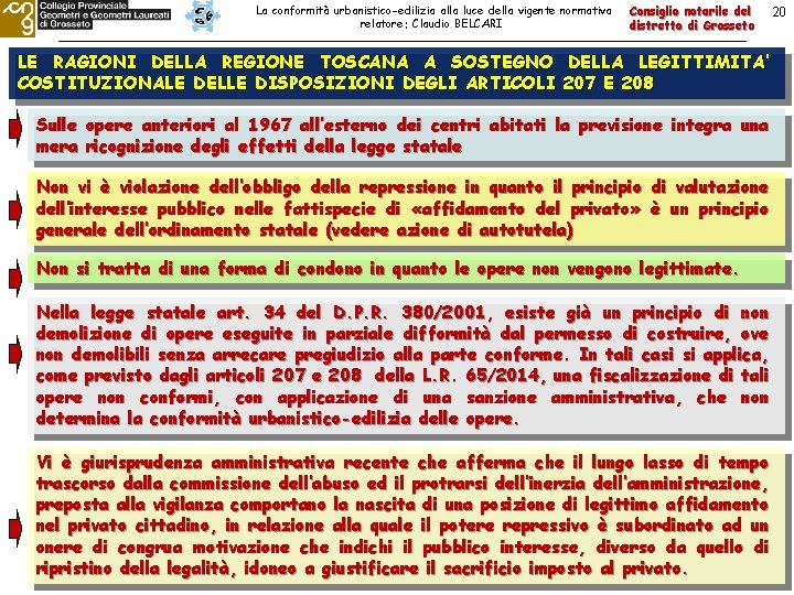 La conformità urbanistico-edilizia alla luce della vigente normativa relatore: Claudio BELCARI Consiglio notarile del