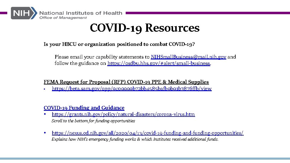 COVID-19 Resources Is your HBCU or organization positioned to combat COVID-19? Please email your