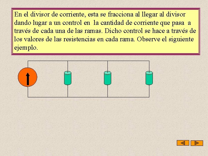 En el divisor de corriente, esta se fracciona al llegar al divisor dando lugar