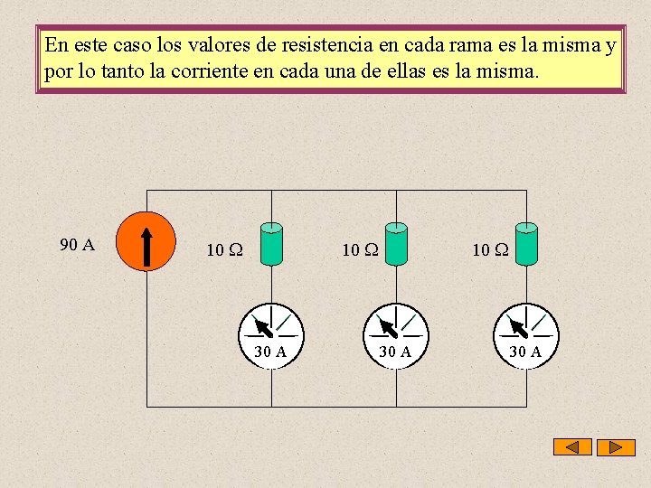 En este caso los valores de resistencia en cada rama es la misma y