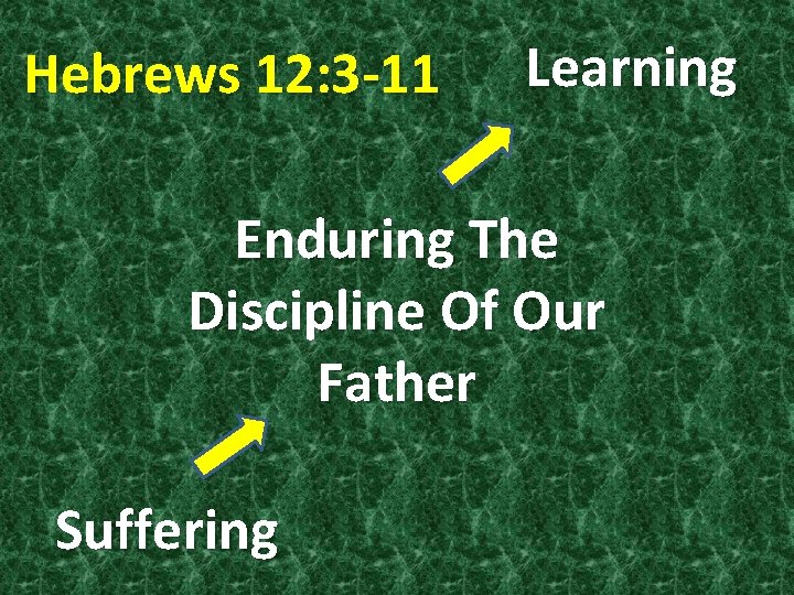 Hebrews 12: 3 -11 Learning Enduring The Discipline Of Our Father Suffering 