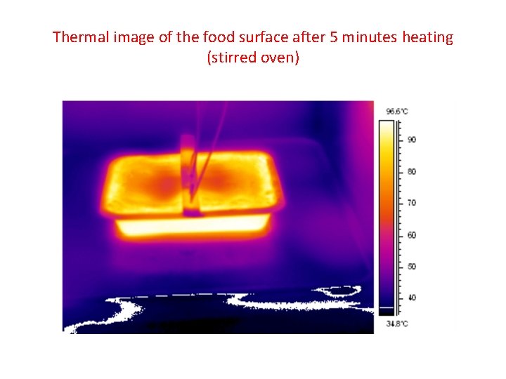 Thermal image of the food surface after 5 minutes heating (stirred oven) 