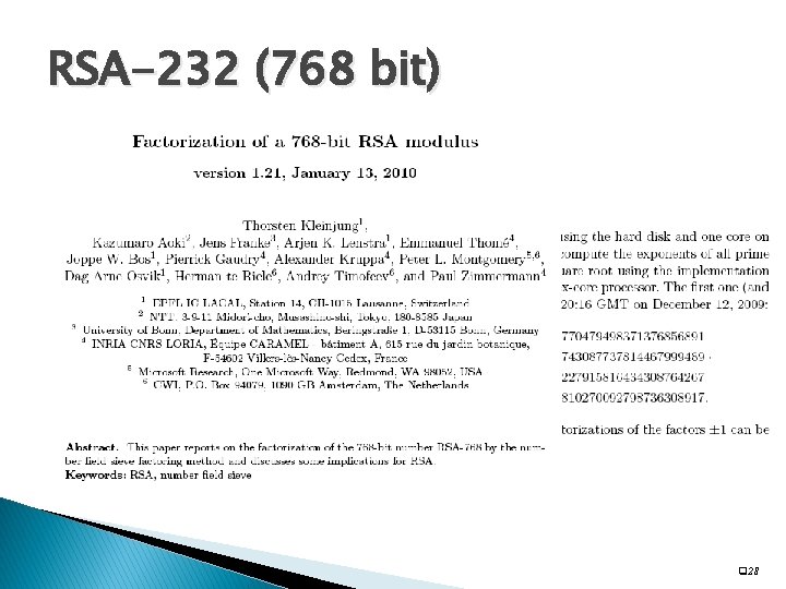 RSA-232 (768 bit) q 28 