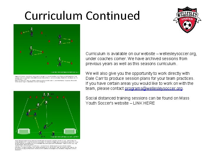 Curriculum Continued Curriculum is available on our website – wellesleysoccer. org, under coaches corner.