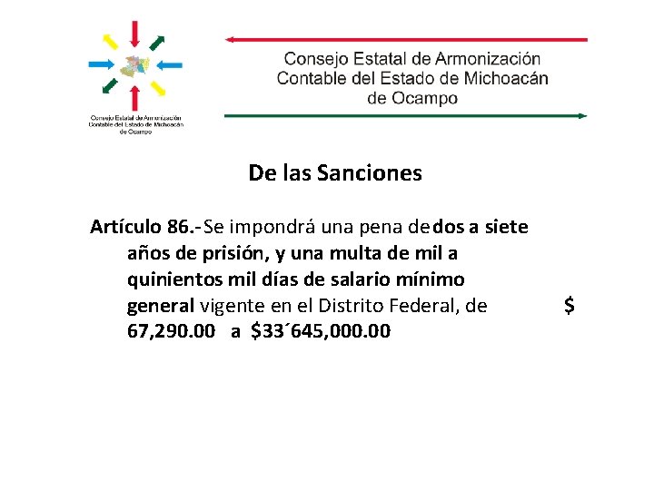 De las Sanciones Artículo 86. - Se impondrá una pena de dos a siete