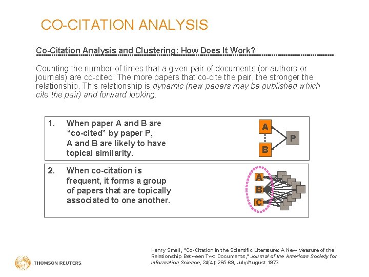 CO-CITATION ANALYSIS Co-Citation Analysis and Clustering: How Does It Work? Counting the number of