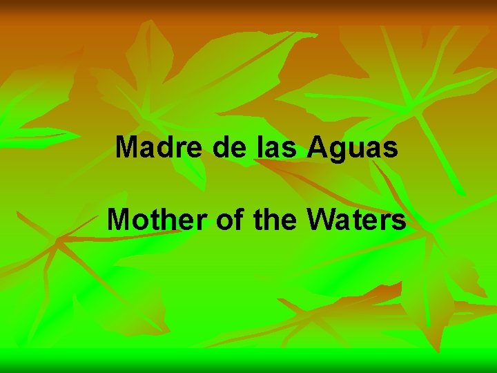 Madre de las Aguas Mother of the Waters 