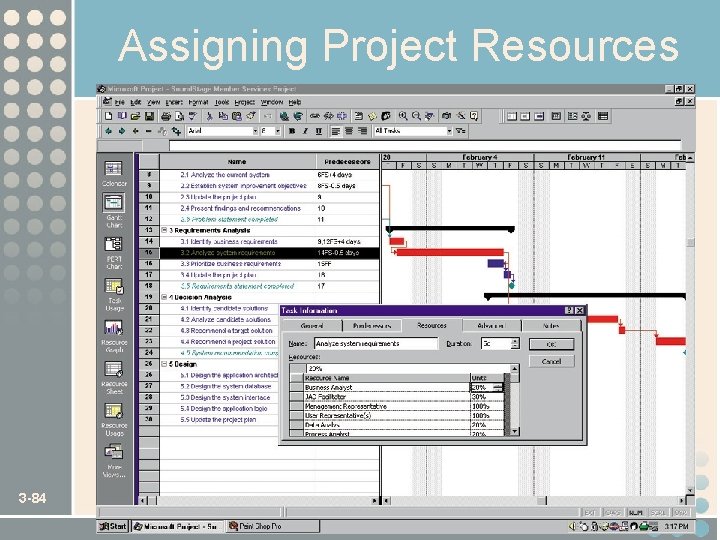 Assigning Project Resources 3 -84 