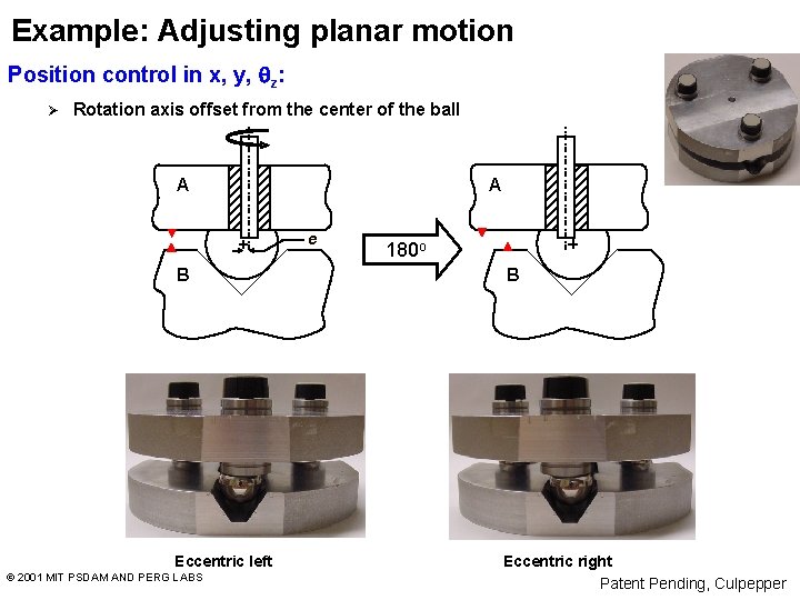 Example: Adjusting planar motion Position control in x, y, qz: Ø Rotation axis offset