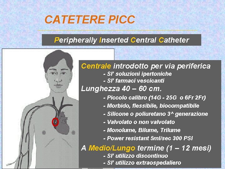 CATETERE PICC Peripherally Inserted Central Catheter Centrale introdotto per via periferica - SI’ soluzioni