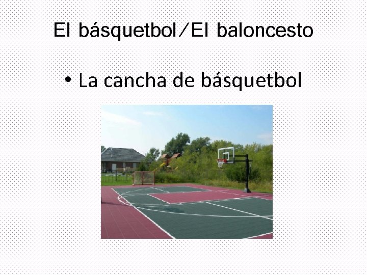 El básquetbol/El baloncesto • La cancha de básquetbol 