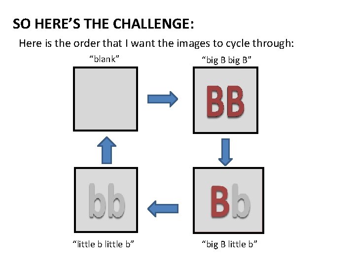 SO HERE’S THE CHALLENGE: Here is the order that I want the images to