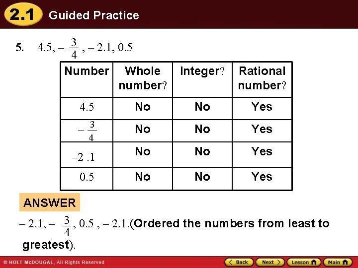 2. 1 5. Guided Practice 4. 5, – 3 , – 2. 1, 0.