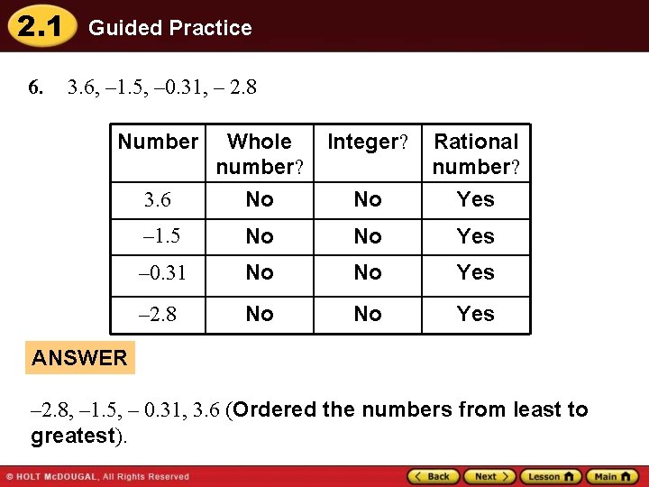 2. 1 6. Guided Practice 3. 6, – 1. 5, – 0. 31, –