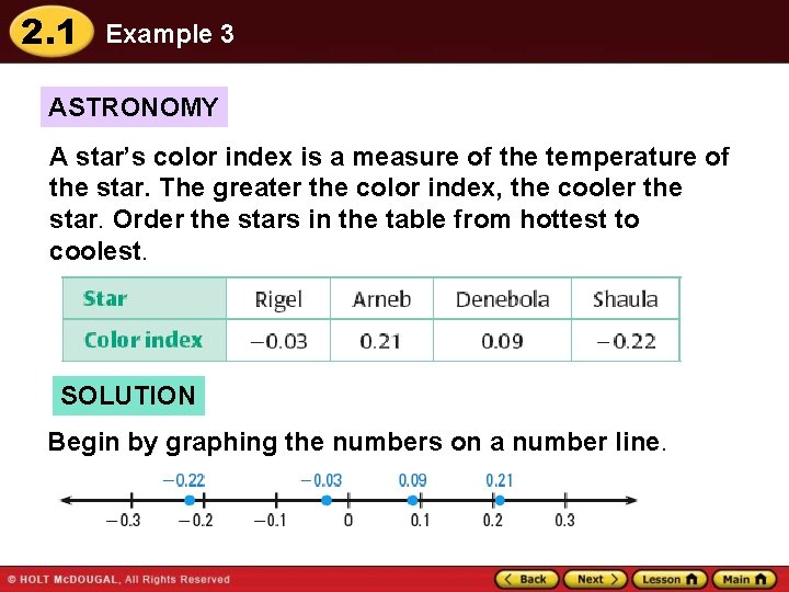 2. 1 Example 3 ASTRONOMY A star’s color index is a measure of the