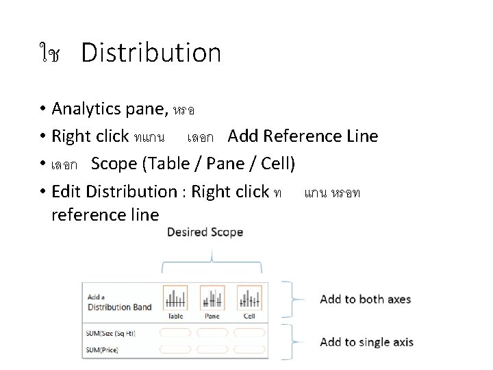 ใช Distribution • Analytics pane, หรอ • Right click ทแกน เลอก Add Reference Line