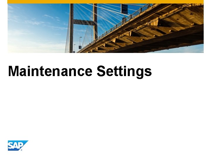 Maintenance Settings 