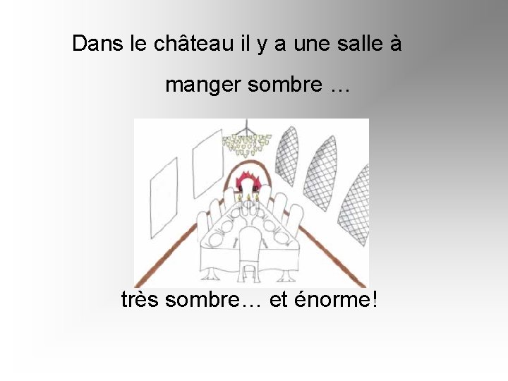 Dans le château il y a une salle à manger sombre … très sombre…