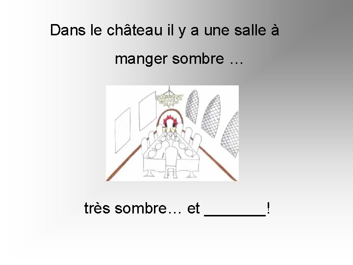 Dans le château il y a une salle à manger sombre … très sombre…