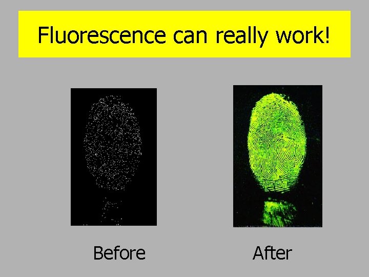 Fluorescence can really work! Before After 
