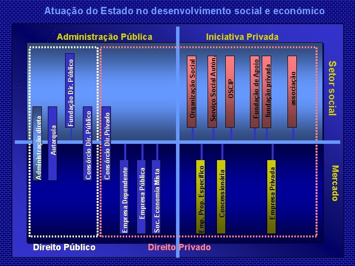 Empresa Privada Mercado Direito Privado Concessionária Emp. Prop. Específico Soc. Economia Mista Empresa Pública