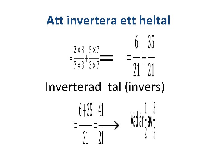 Att invertera ett heltal Inverterad tal (invers) 
