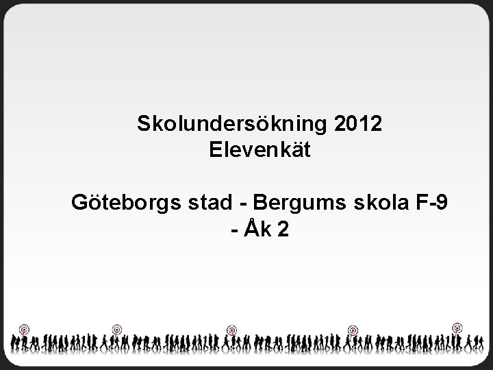 Skolundersökning 2012 Elevenkät Göteborgs stad - Bergums skola F-9 - Åk 2 