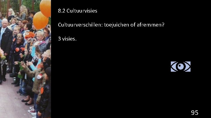 8. 2 Cultuurvisies Cultuurverschillen: toejuichen of afremmen? 3 visies. 95 