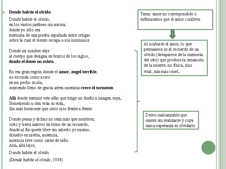  Donde habite el olvido, en los vastos jardines sin aurora; donde yo sólo
