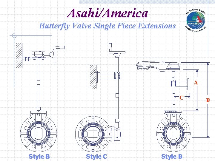 Asahi/America Butterfly Valve Single Piece Extensions A C Style B Style C Style B