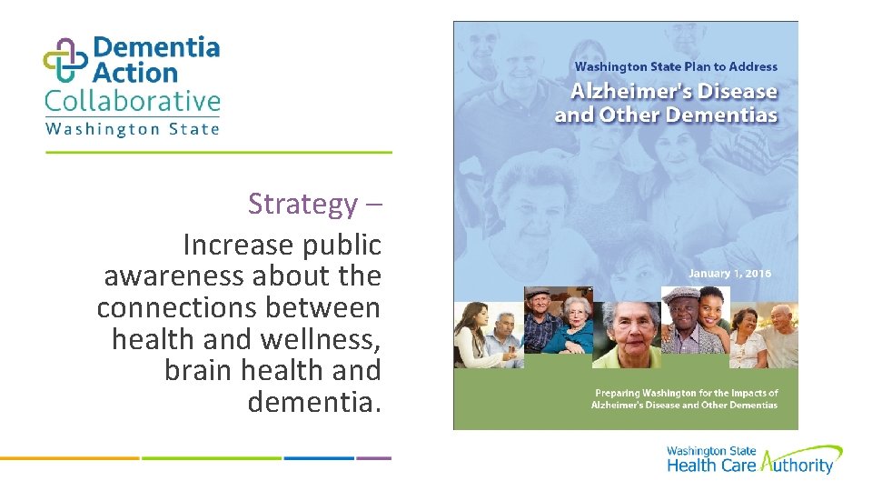 Strategy – Increase public awareness about the connections between health and wellness, brain health