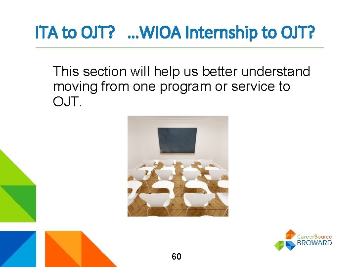 ITA to OJT? …WIOA Internship to OJT? This section will help us better understand