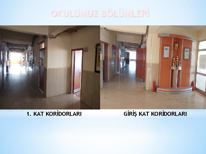 OKULUMUZ BÖLÜMLERİ 1. KAT KORİDORLARI GİRİŞ KAT KORİDORLARI 